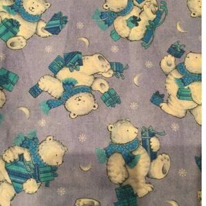 1yd+ 100% cotton Cranston Purple  Blue Winter Polar Bear silver glitter fabric